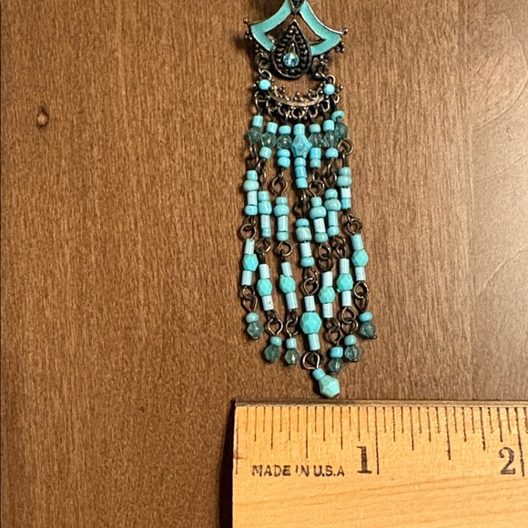 Turquoise Beaded Chandelier/Dangle Earrings - Picture 8 of 8